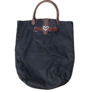 Brighton Tote Bag Croc Embossed Nylon Leather Black New